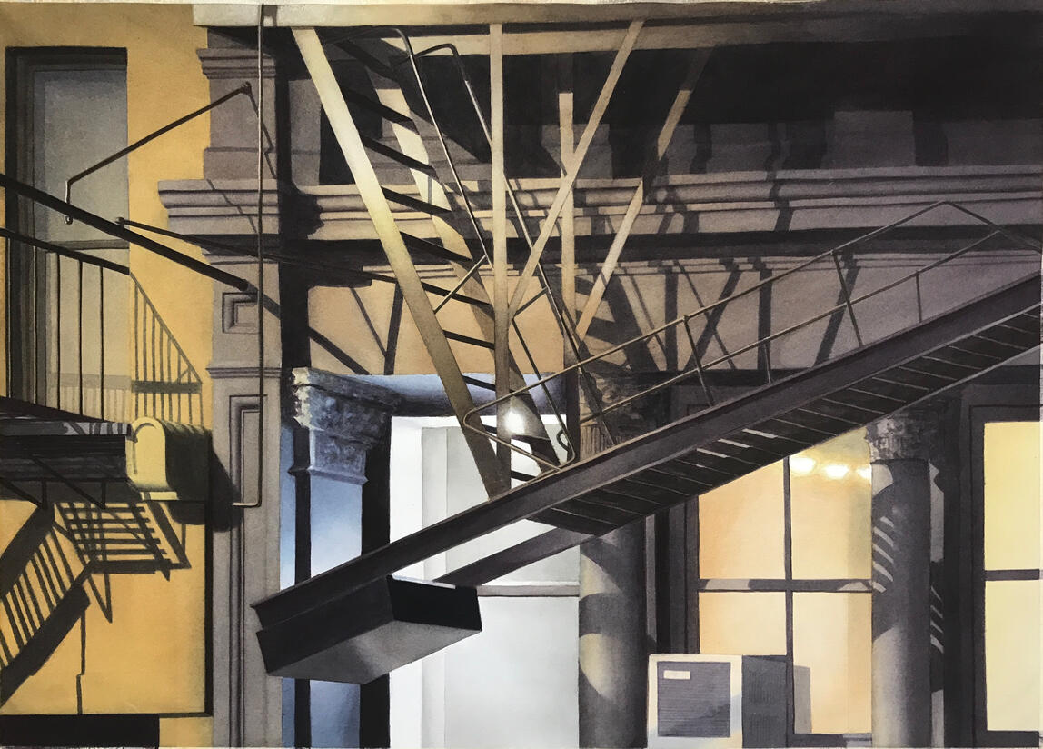 Fire Escape - Fukushima - Watercolor