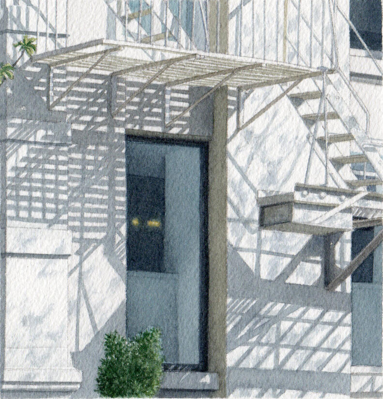 Fire Escape - Fukushima - Watercolor
