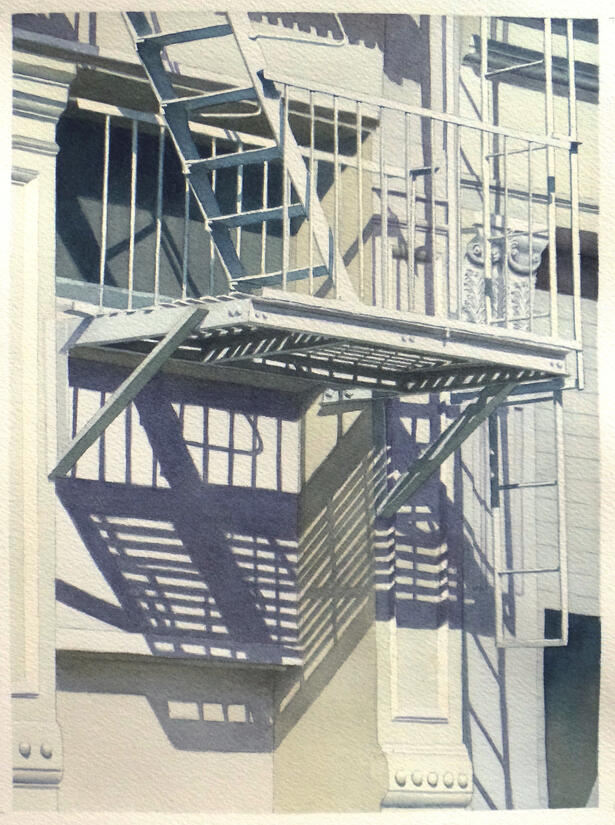 Fire Escape - Fukushima - Watercolor Fire Escape - Fukushima - Watercolor