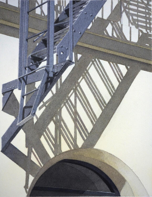 Fire Escape - Fukushima - Watercolor