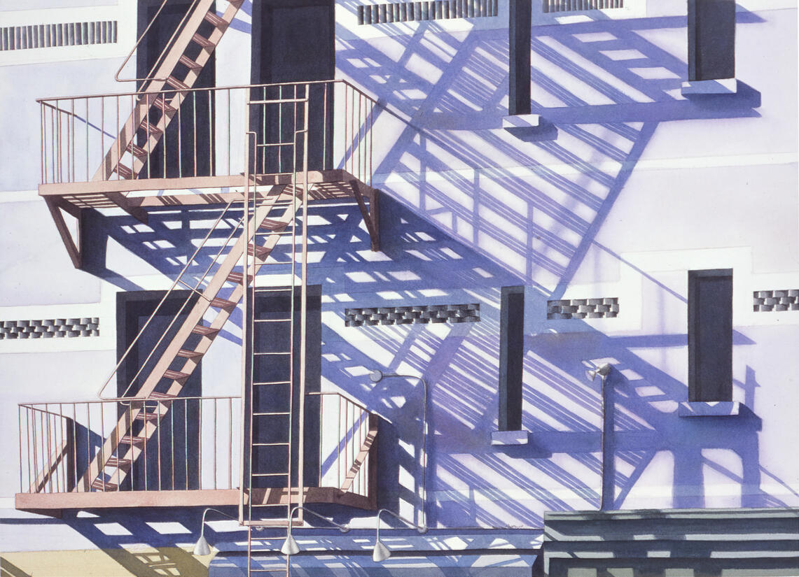 Fire Escape - Fukushima - Watercolor
