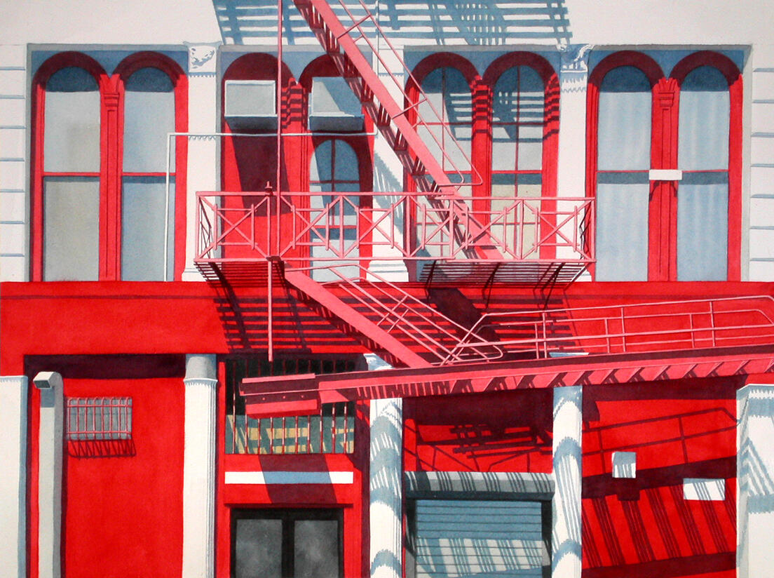 Fire Escape - Fukushima - Watercolor Fire Escape - Fukushima - Watercolor