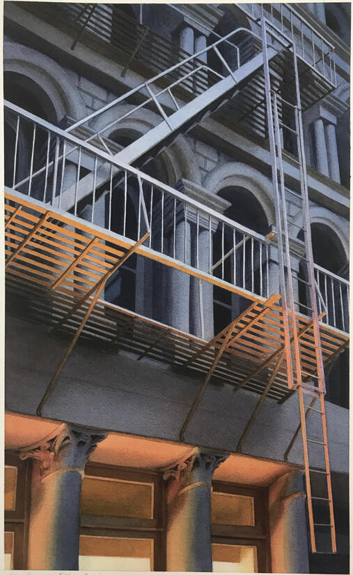 Fire Escape - Fukushima - Watercolor