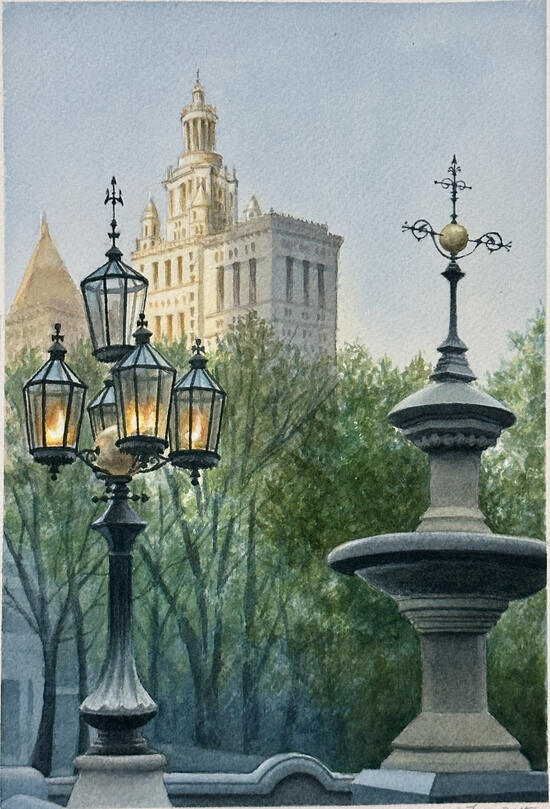 City Hall Park, 7 x 10 in City Hall Park, 7 x 10 in
